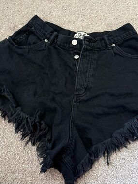 Free People Black Frayed Hem Women's Denim Shorts